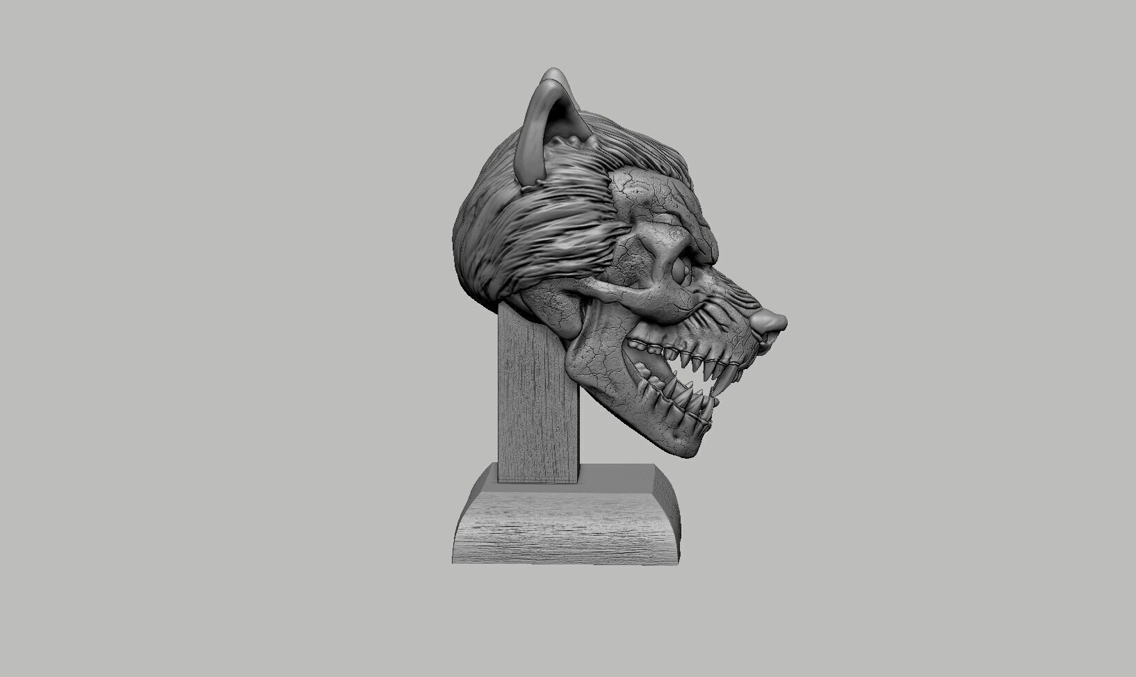 Wolf Skull Headphone Stand Cyborg Headset Stand 3D print model_5