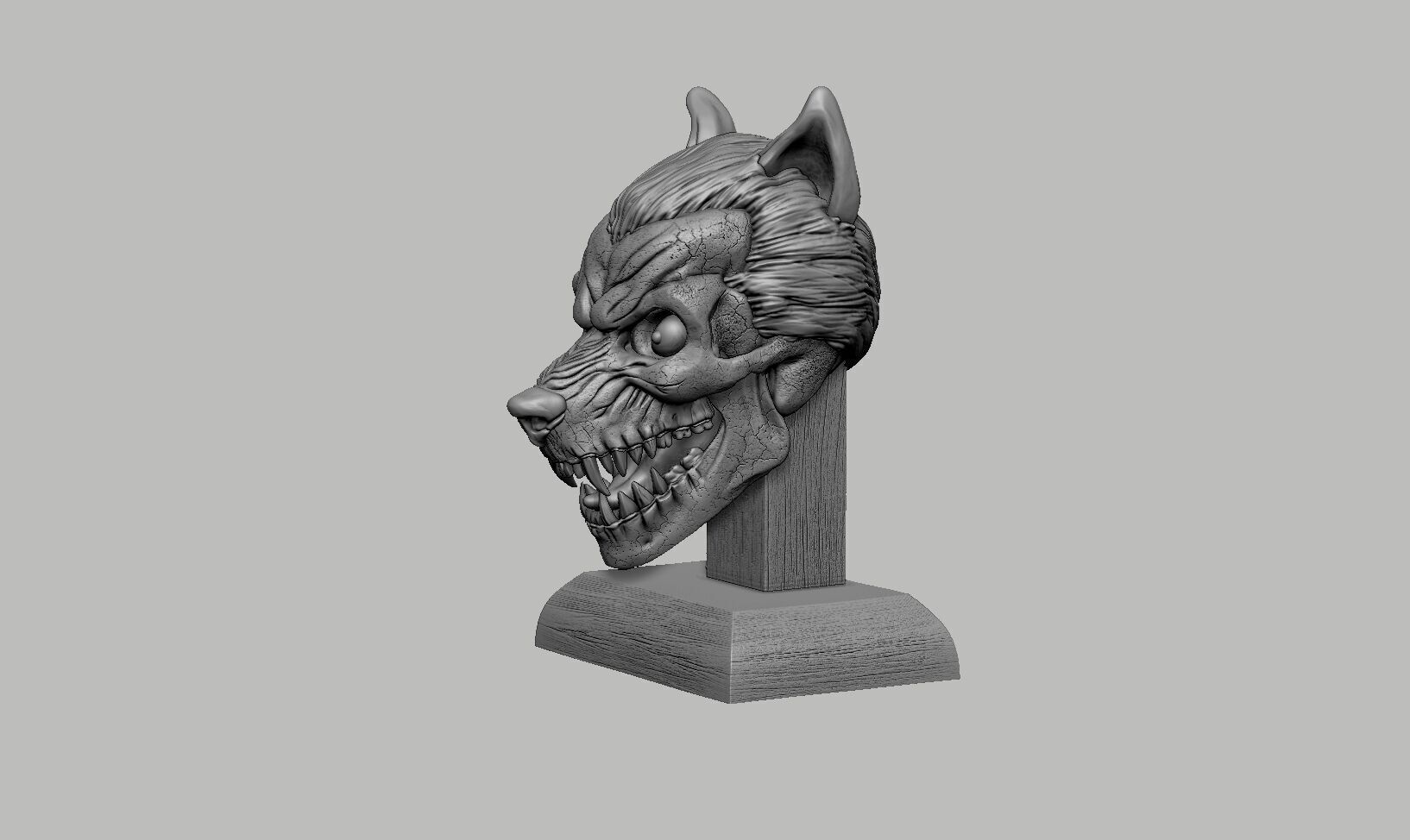 Wolf Skull Headphone Stand Cyborg Headset Stand 3D print model_6