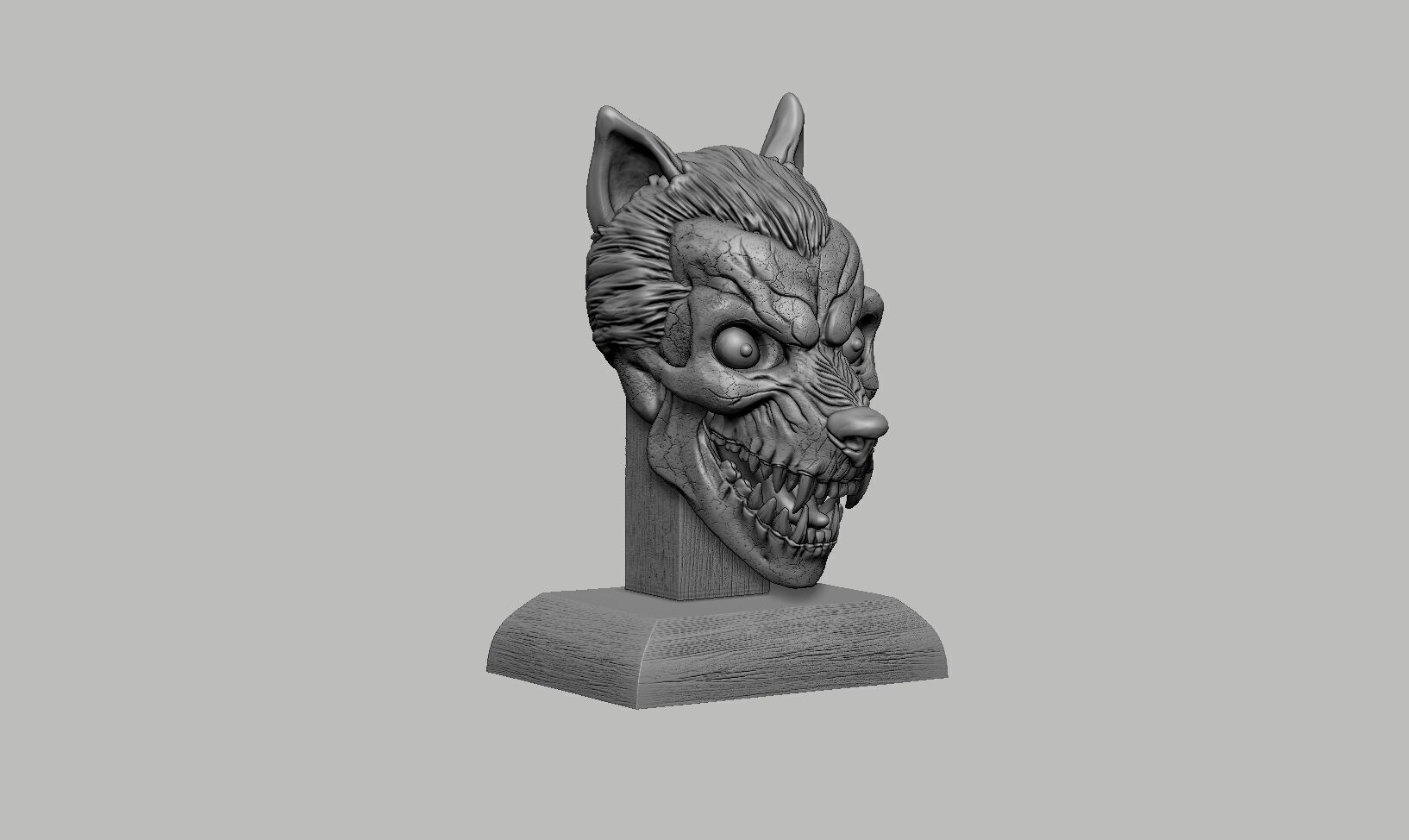 Wolf Skull Headphone Stand Cyborg Headset Stand 3D print model_9