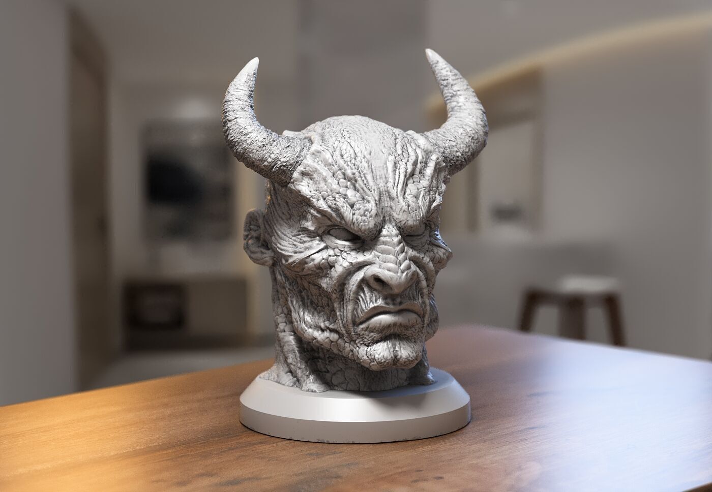 Demon creature Headphone Stand Cyborg Headset Stand 3D print model_6