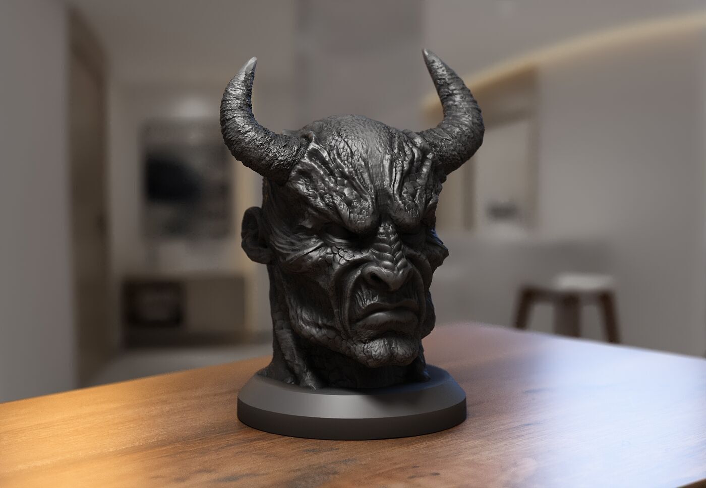 Demon creature Headphone Stand Cyborg Headset Stand 3D print model_2