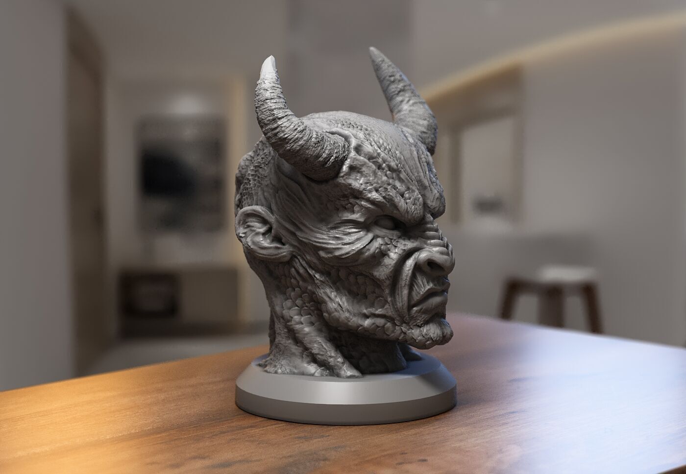 Demon creature Headphone Stand Cyborg Headset Stand 3D print model_5