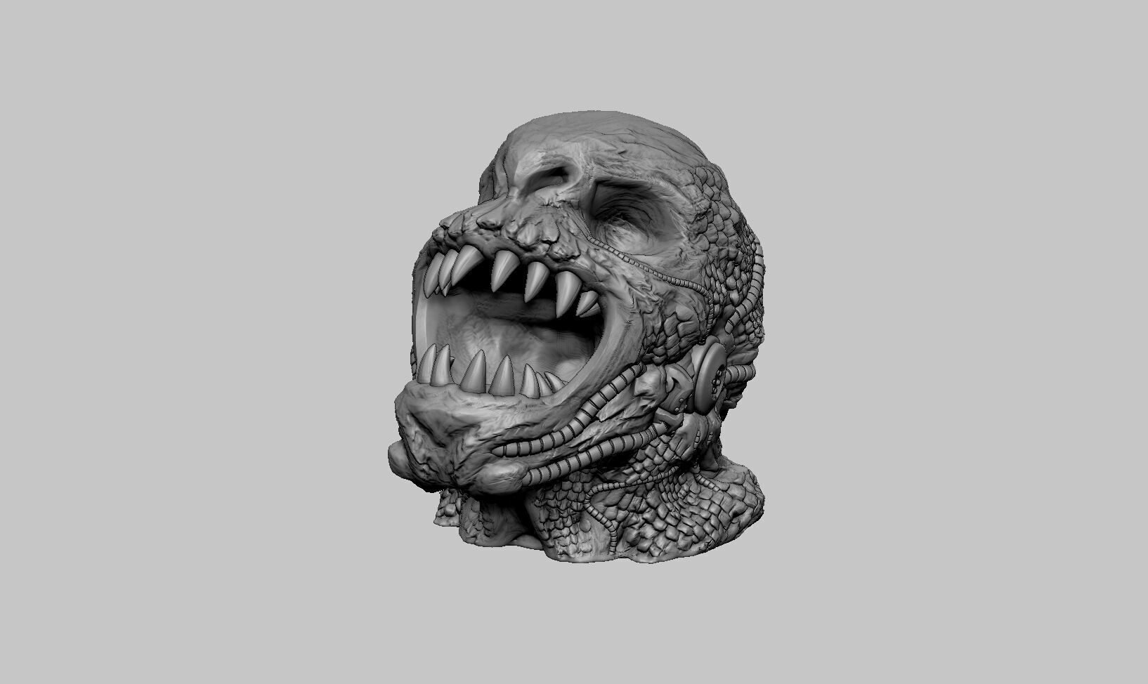 Demon Robot Headphone Stand  Beast Cyborg Headset Stand 3D print model_7