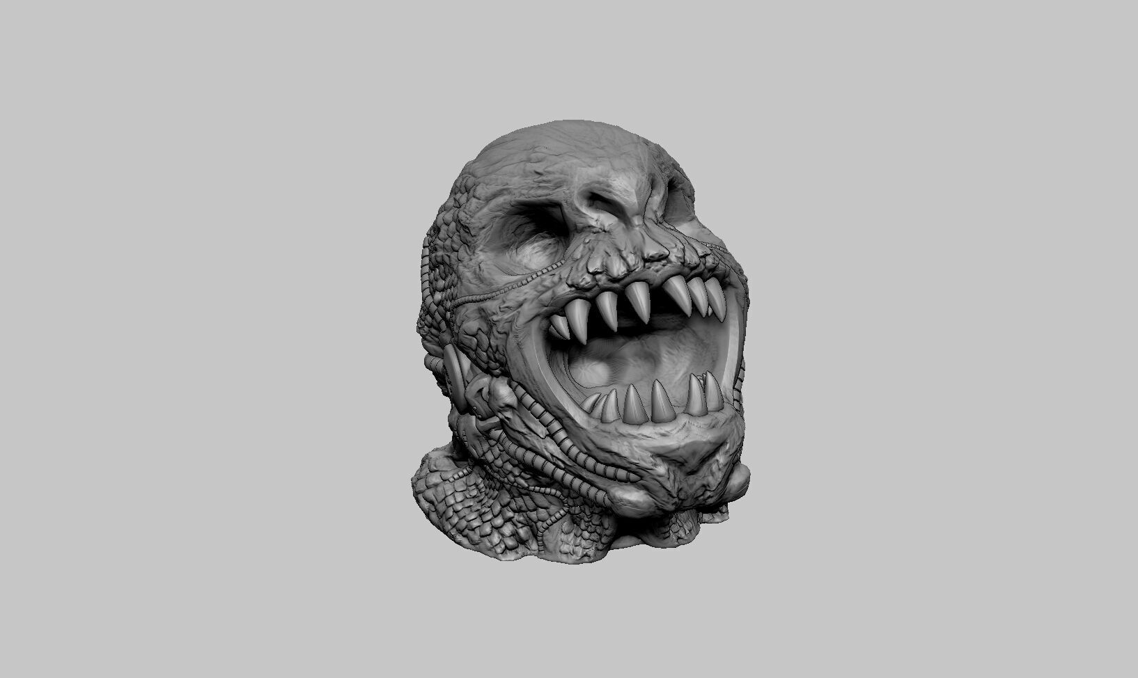 Demon Robot Headphone Stand  Beast Cyborg Headset Stand 3D print model_8