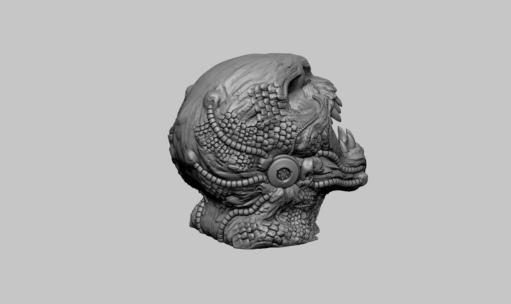 Demon Robot Headphone Stand  Beast Cyborg Headset Stand 3D print model_10