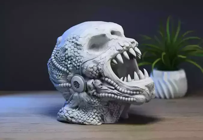 Demon Robot Headphone Stand  Beast Cyborg Headset Stand 3D print model