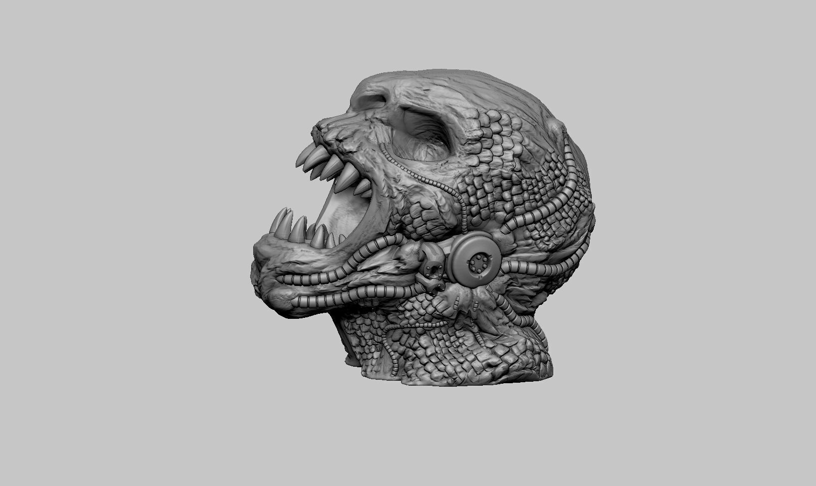 Demon Robot Headphone Stand  Beast Cyborg Headset Stand 3D print model_6