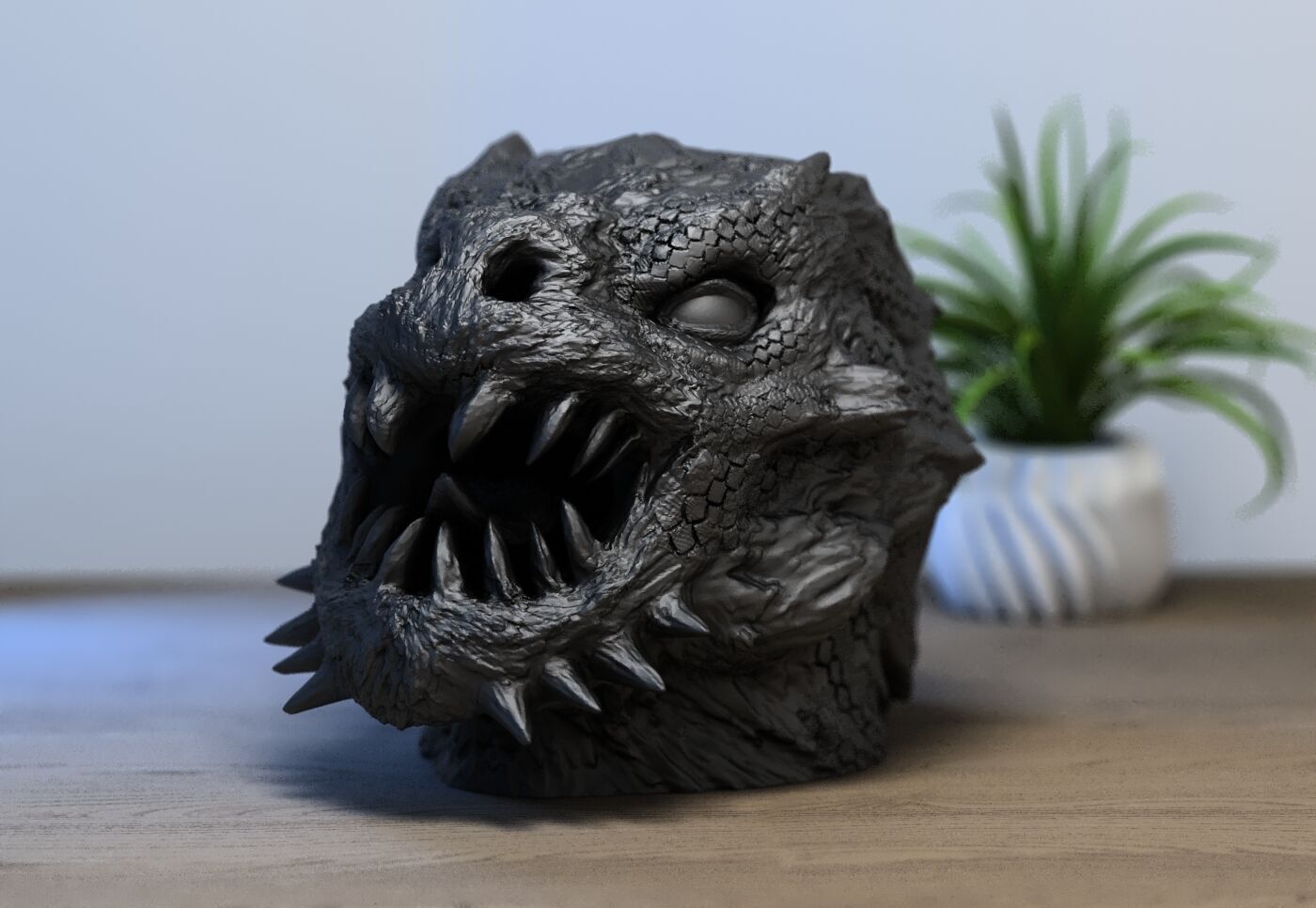 Demon creature Headphone Stand Cyborg Headset Stand 3D print model_3