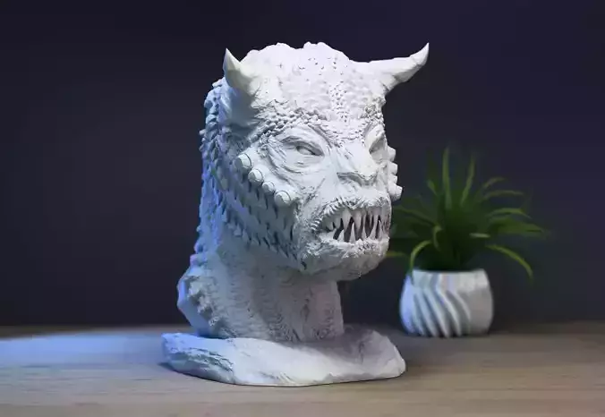 Demon creature Headphone Stand  Cyborg Headset Stand 3D print model