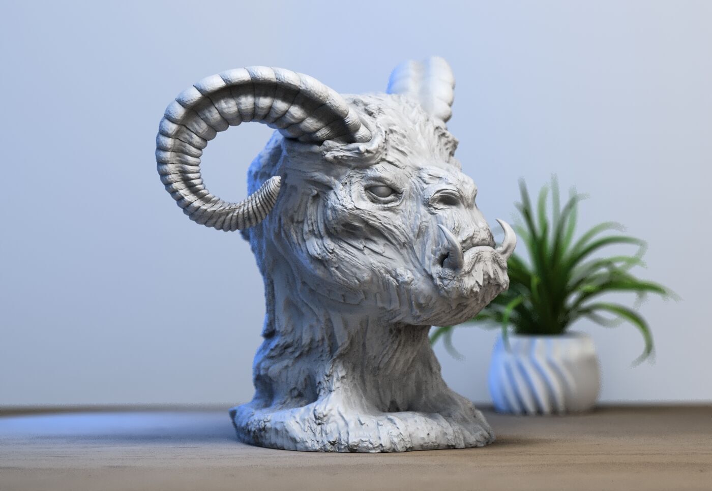 Lucifer demon beast Lucifer bust Perfect Gamer Gift 3D print model_3