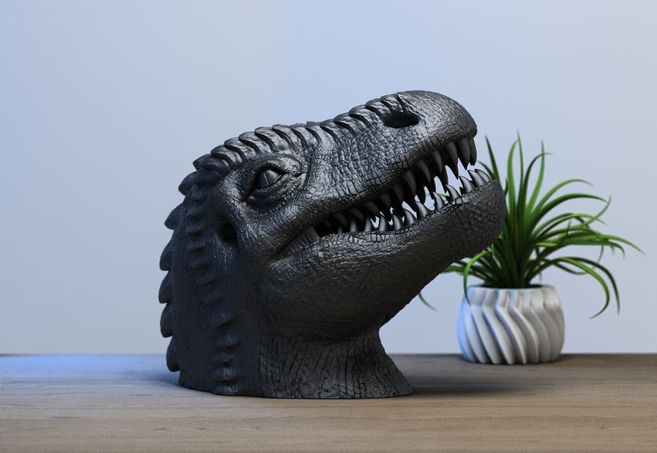 Dinosaur Headphone Stand Dragon Headset Stand 3D print model_2