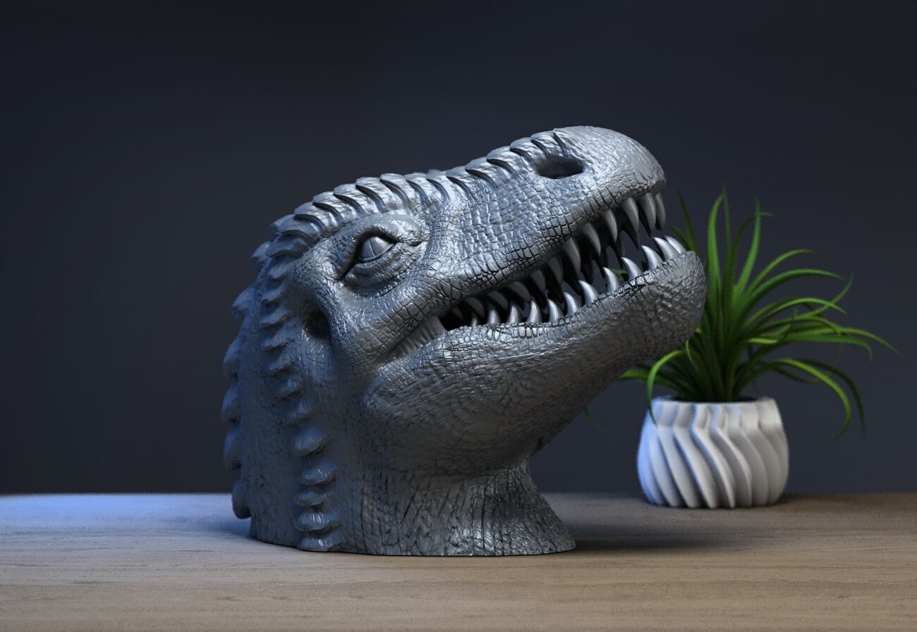 Dinosaur Headphone Stand Dragon Headset Stand 3D print model_1