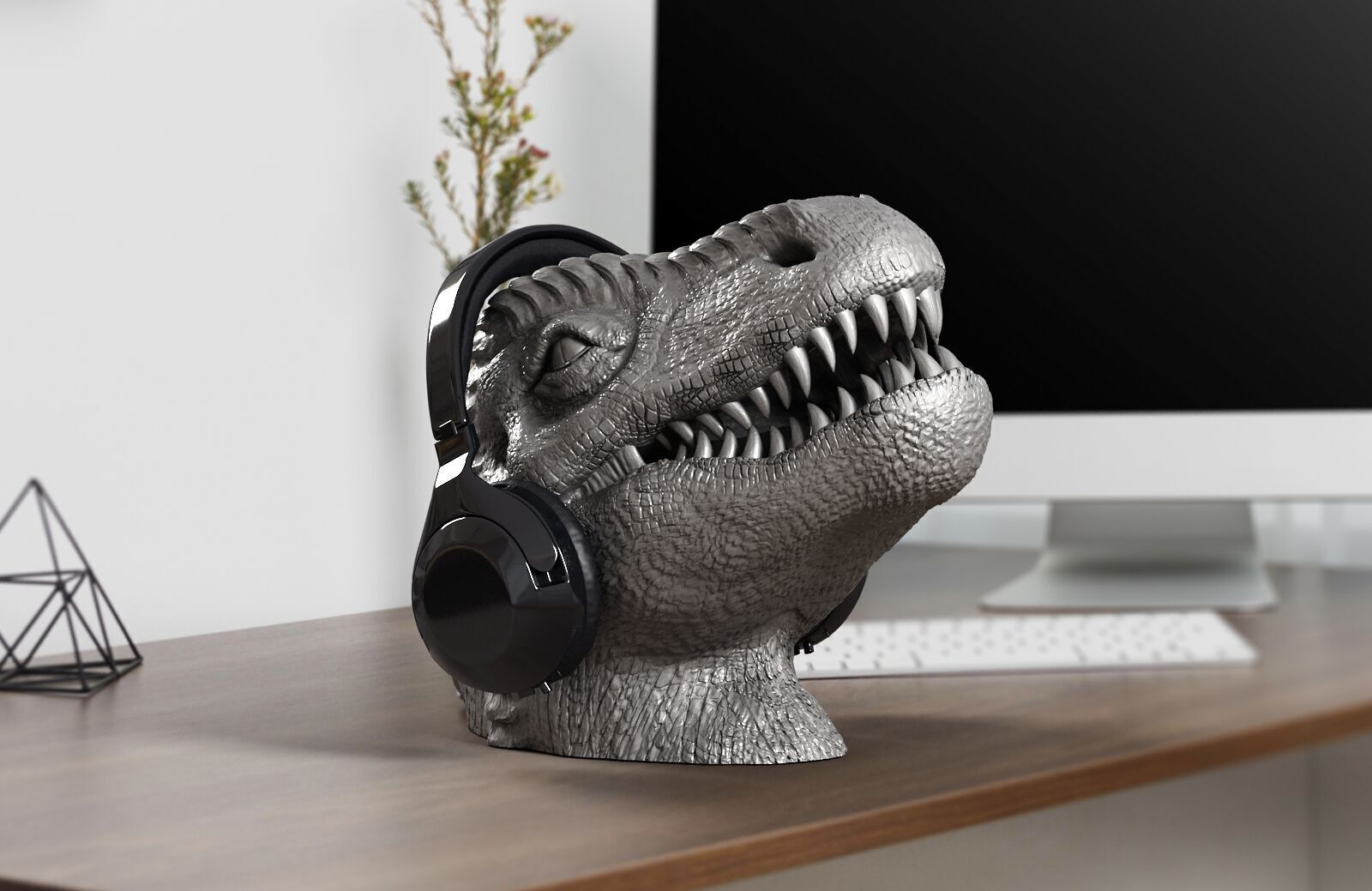 Dinosaur Headphone Stand Dragon Headset Stand 3D print model_8