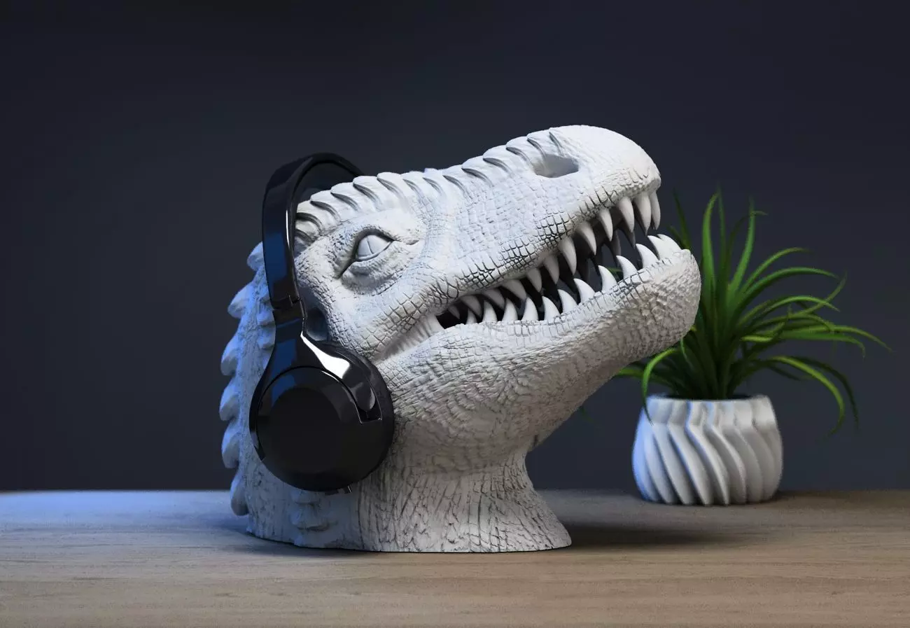 Dinosaur Headphone Stand Dragon Headset Stand 3D print model_0
