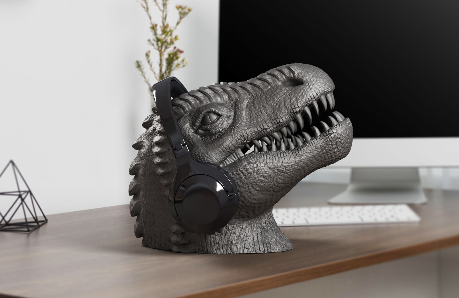 Dinosaur Headphone Stand Dragon Headset Stand 3D print model_6