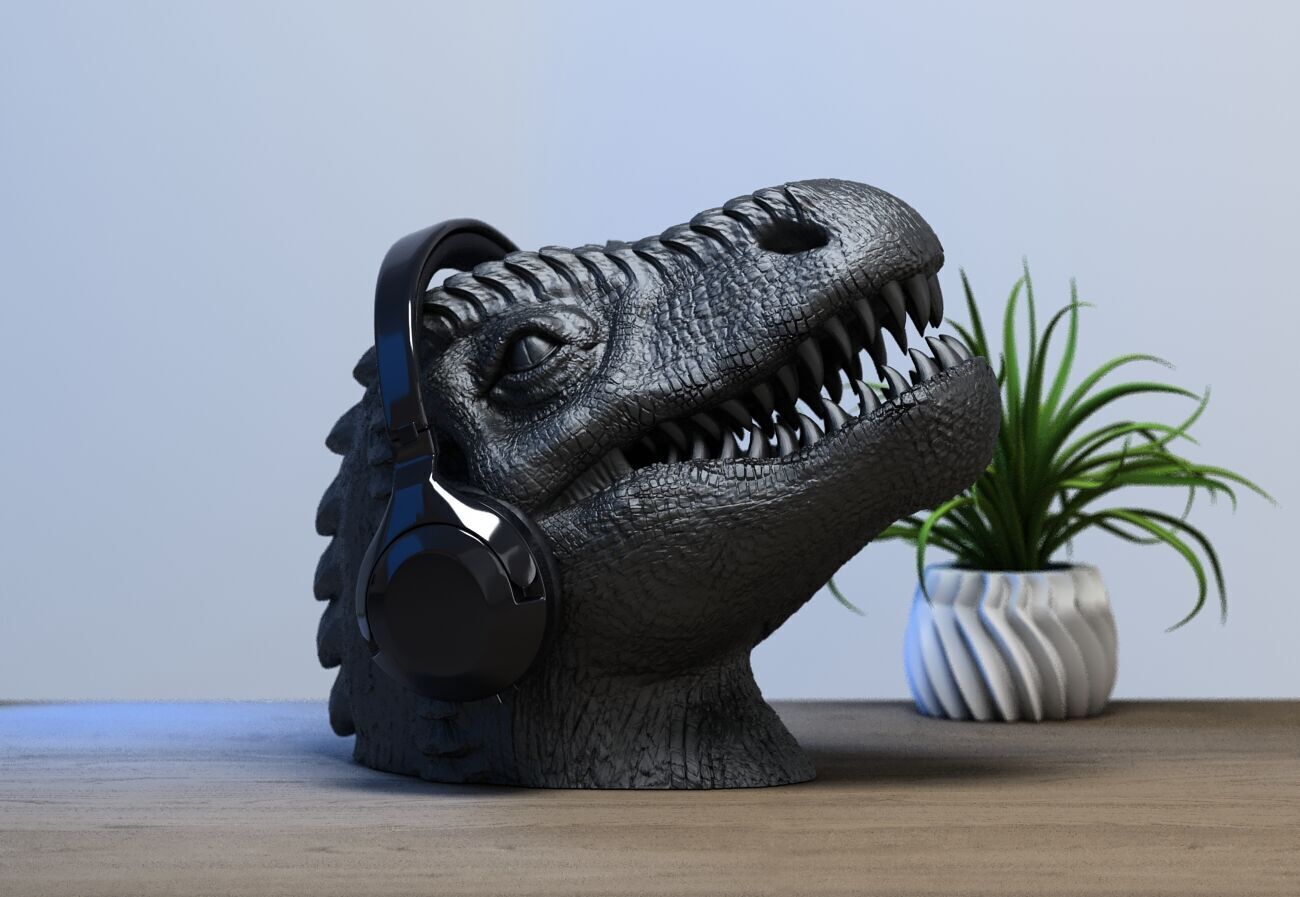 Dinosaur Headphone Stand Dragon Headset Stand 3D print model_4