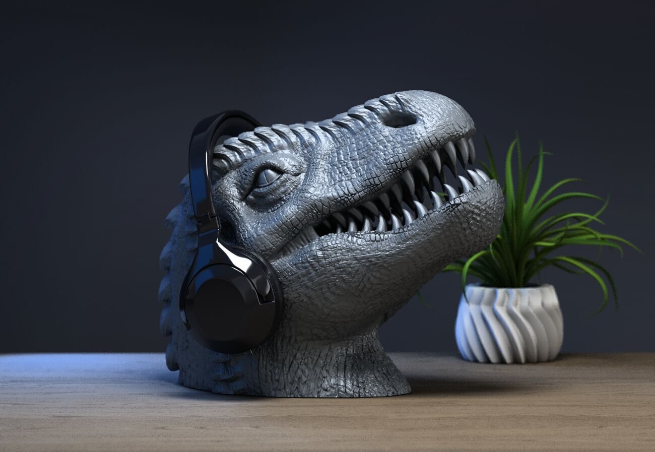 Dinosaur Headphone Stand Dragon Headset Stand 3D print model_7