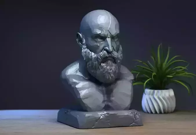 Kratos figure God Of War Kratos Bust Kratos low poly