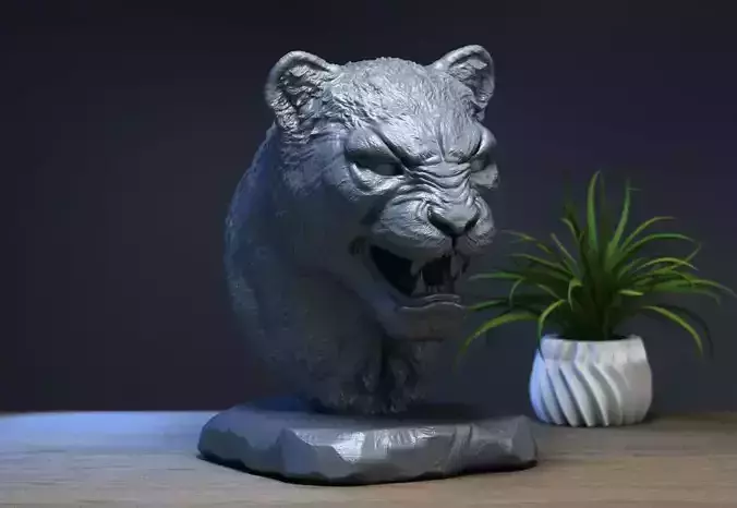 Lion head bust  Animal head  Animal bust Lion scream 