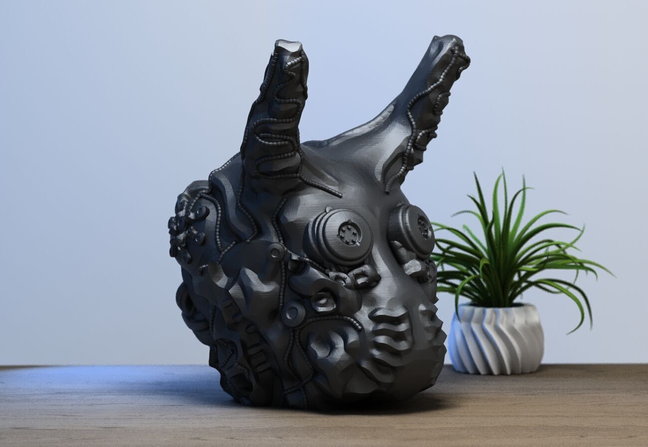 Cyborg Skull  Headphone Holder Gaming Accessories  3D print model_1