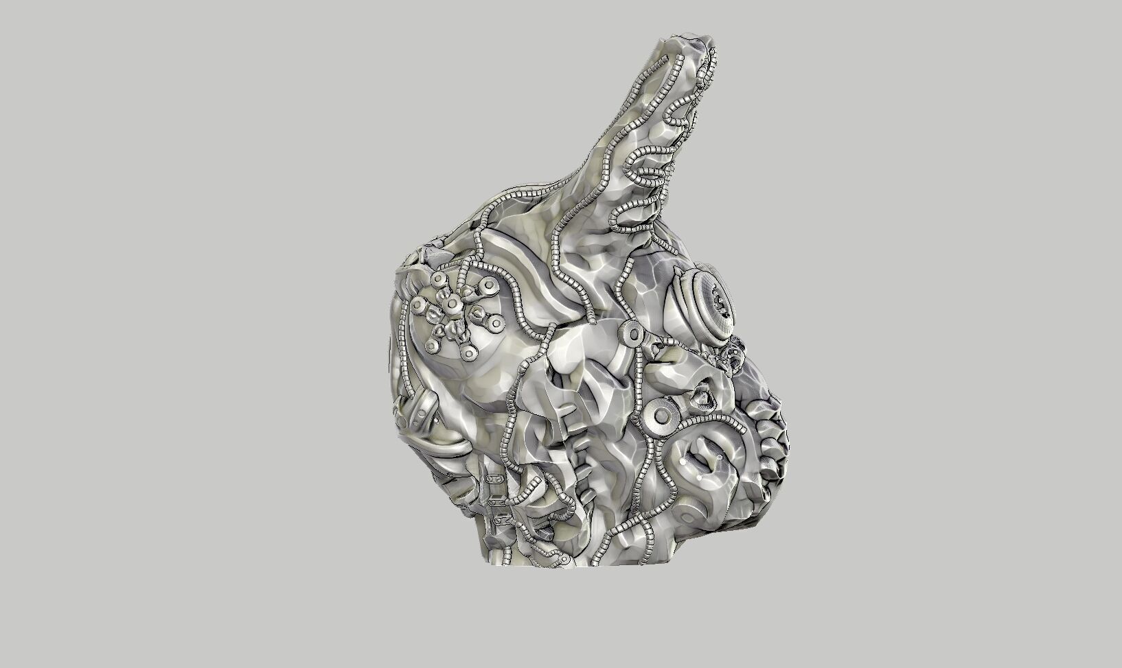 Cyborg Skull  Headphone Holder Gaming Accessories  3D print model_7