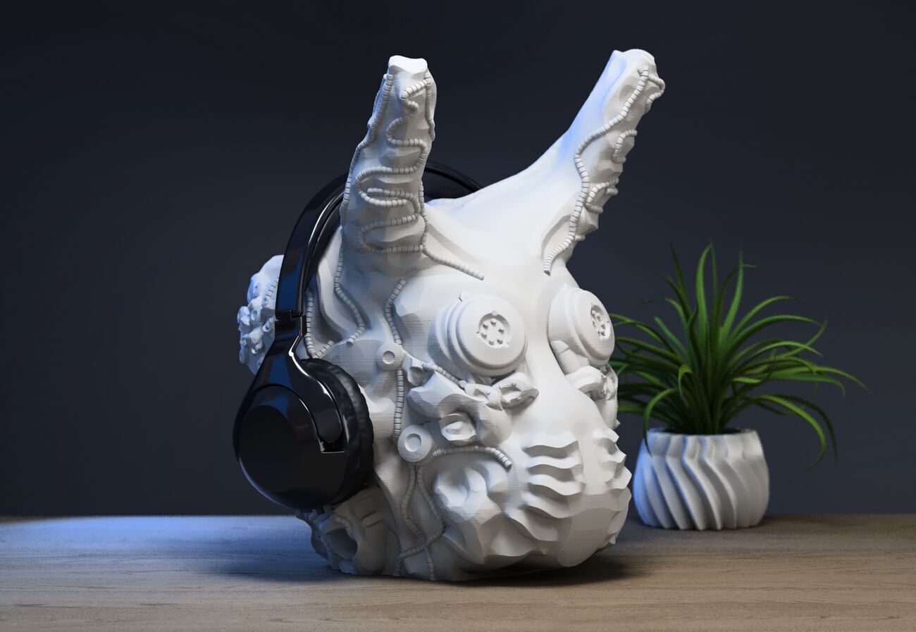 Cyborg Skull  Headphone Holder Gaming Accessories  3D print model_4