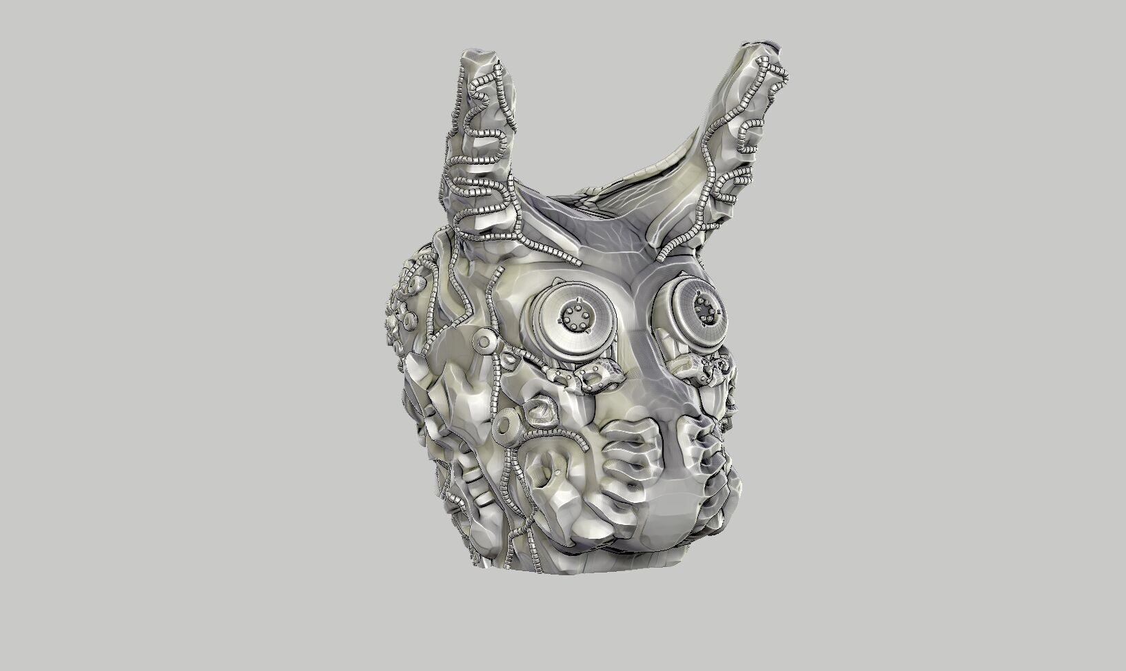 Cyborg Skull  Headphone Holder Gaming Accessories  3D print model_5