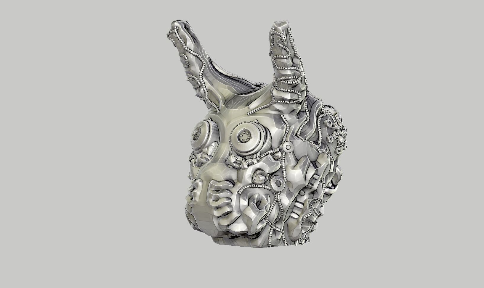 Cyborg Skull  Headphone Holder Gaming Accessories  3D print model_10