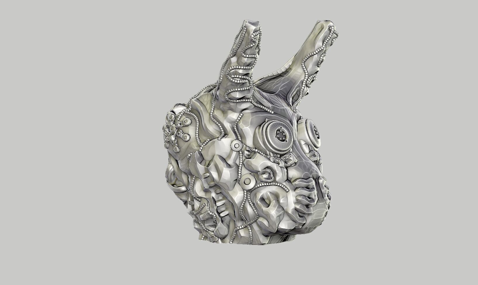 Cyborg Skull  Headphone Holder Gaming Accessories  3D print model_6