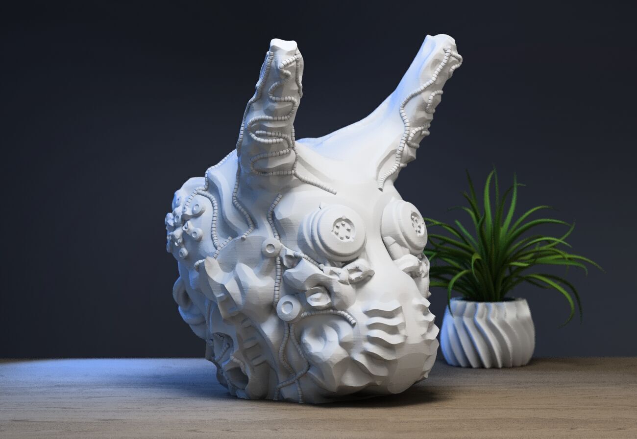 Cyborg Skull  Headphone Holder Gaming Accessories  3D print model_2