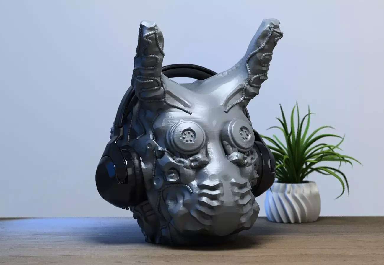 Cyborg Skull  Headphone Holder Gaming Accessories  3D print model_0