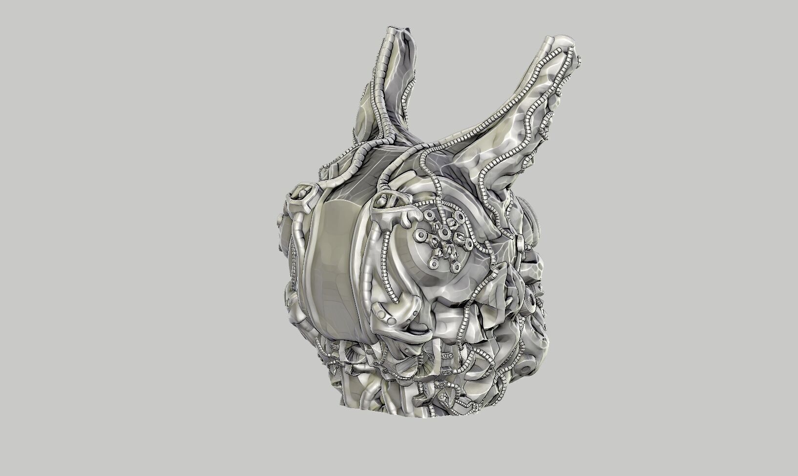 Cyborg Skull  Headphone Holder Gaming Accessories  3D print model_8