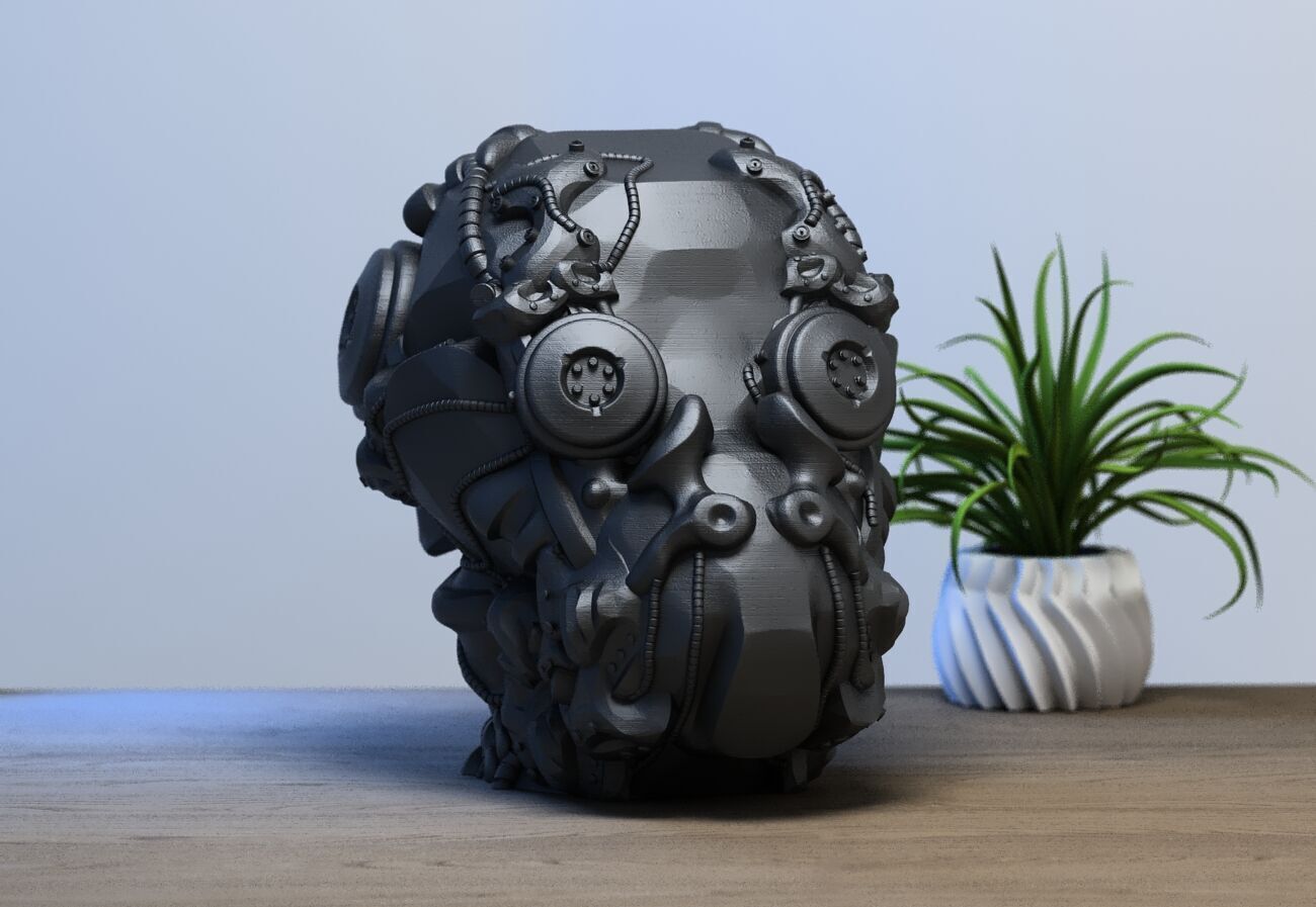 Cyborg Skull  Headphone Holder Gaming Accessories 3D print model_2