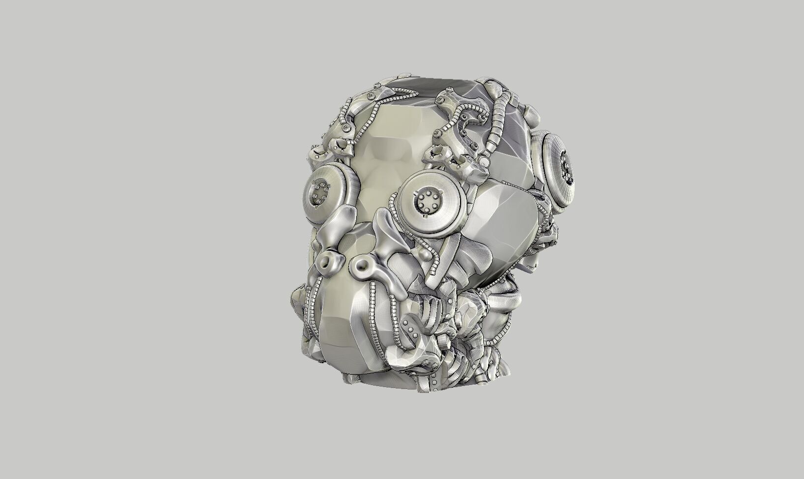 Cyborg Skull  Headphone Holder Gaming Accessories 3D print model_12