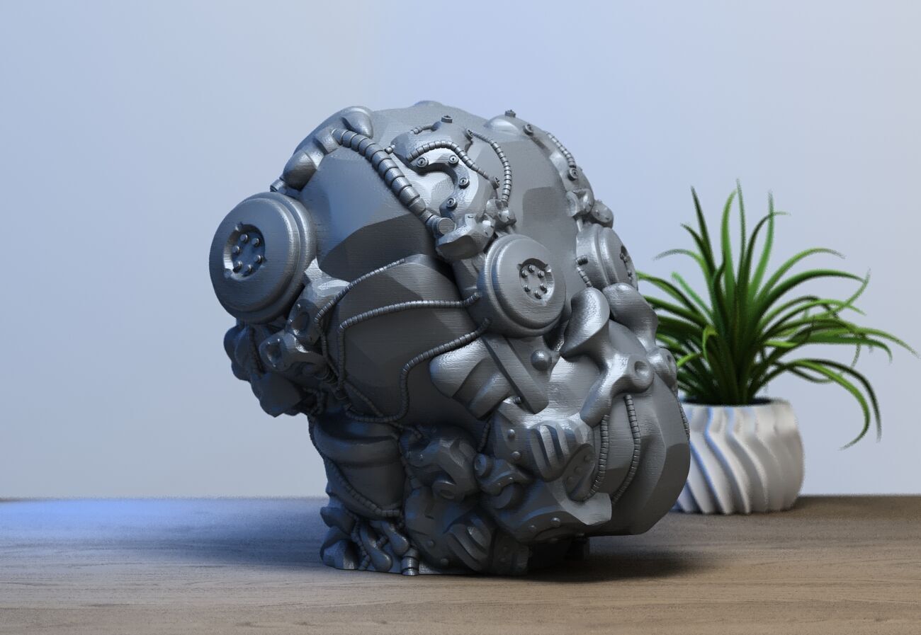 Cyborg Skull  Headphone Holder Gaming Accessories 3D print model_5