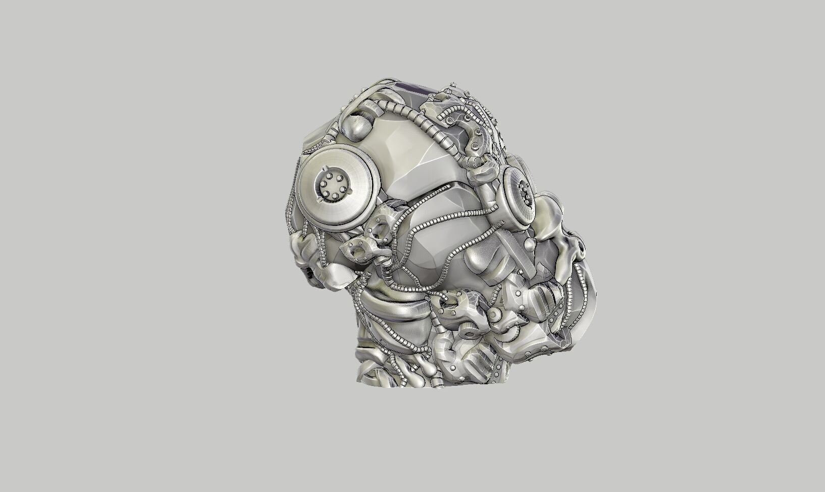 Cyborg Skull  Headphone Holder Gaming Accessories 3D print model_8