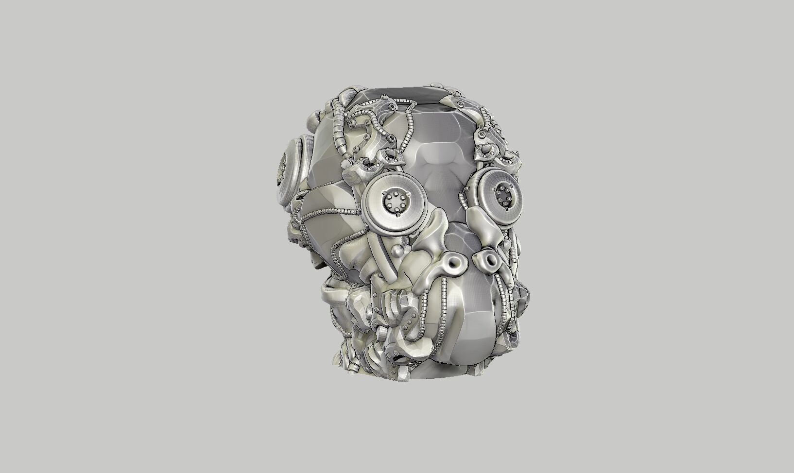 Cyborg Skull  Headphone Holder Gaming Accessories 3D print model_6