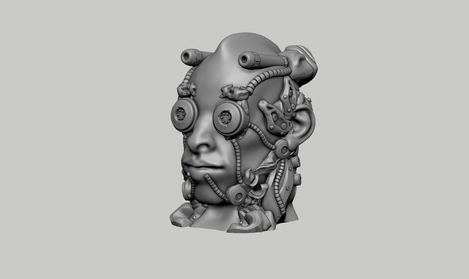 Cyborg Skull  Headphone Holder Gaming Accessories 3D print model_12