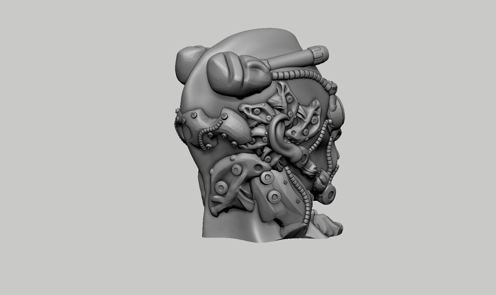 Cyborg Skull  Headphone Holder Gaming Accessories 3D print model_9