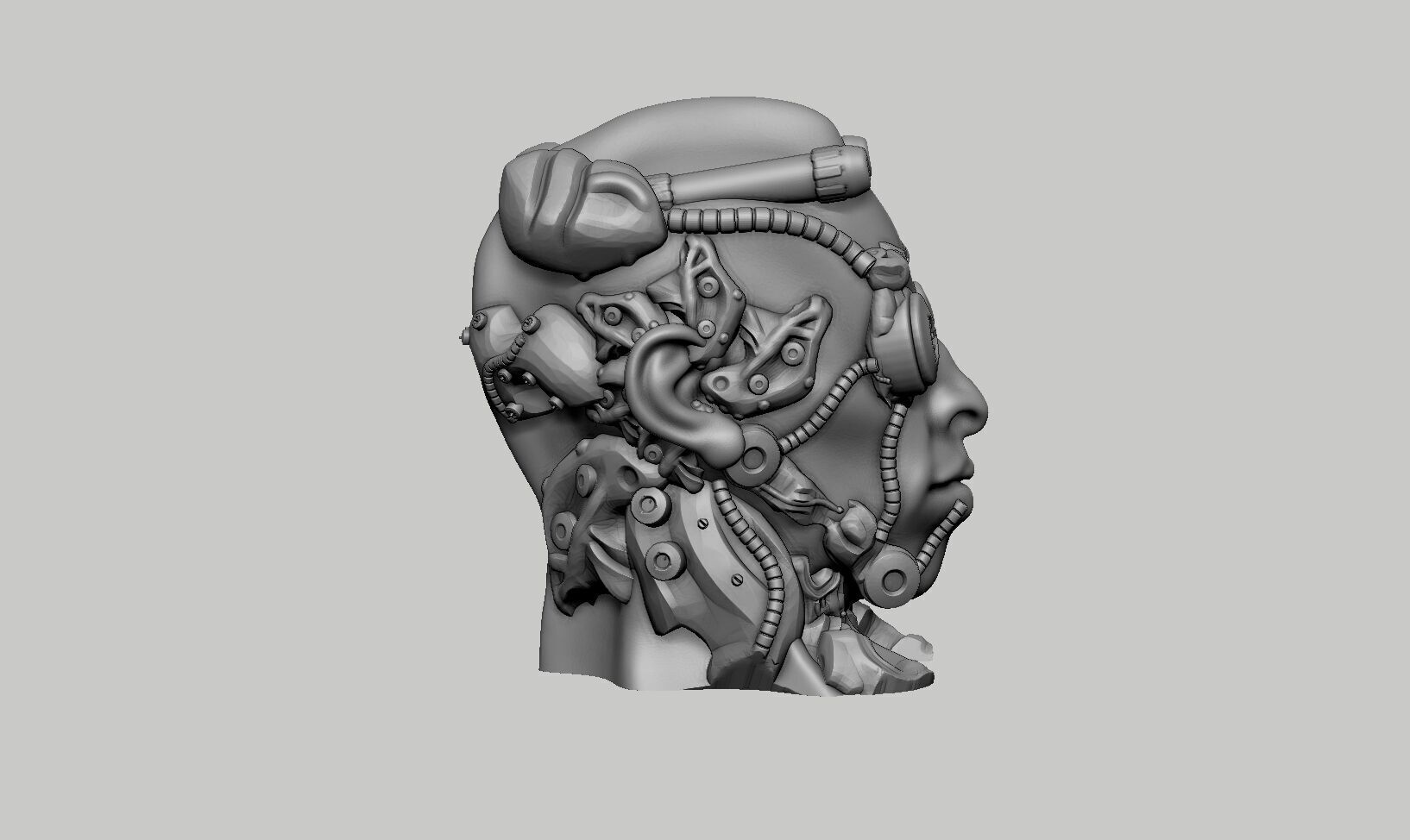 Cyborg Skull  Headphone Holder Gaming Accessories 3D print model_8