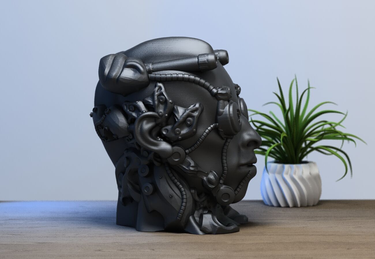 Cyborg Skull  Headphone Holder Gaming Accessories 3D print model_5