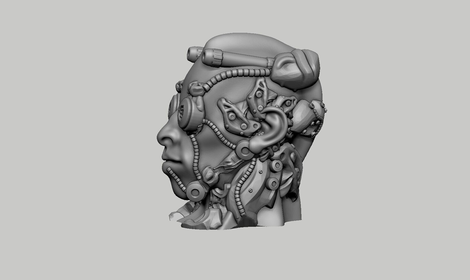 Cyborg Skull  Headphone Holder Gaming Accessories 3D print model_11