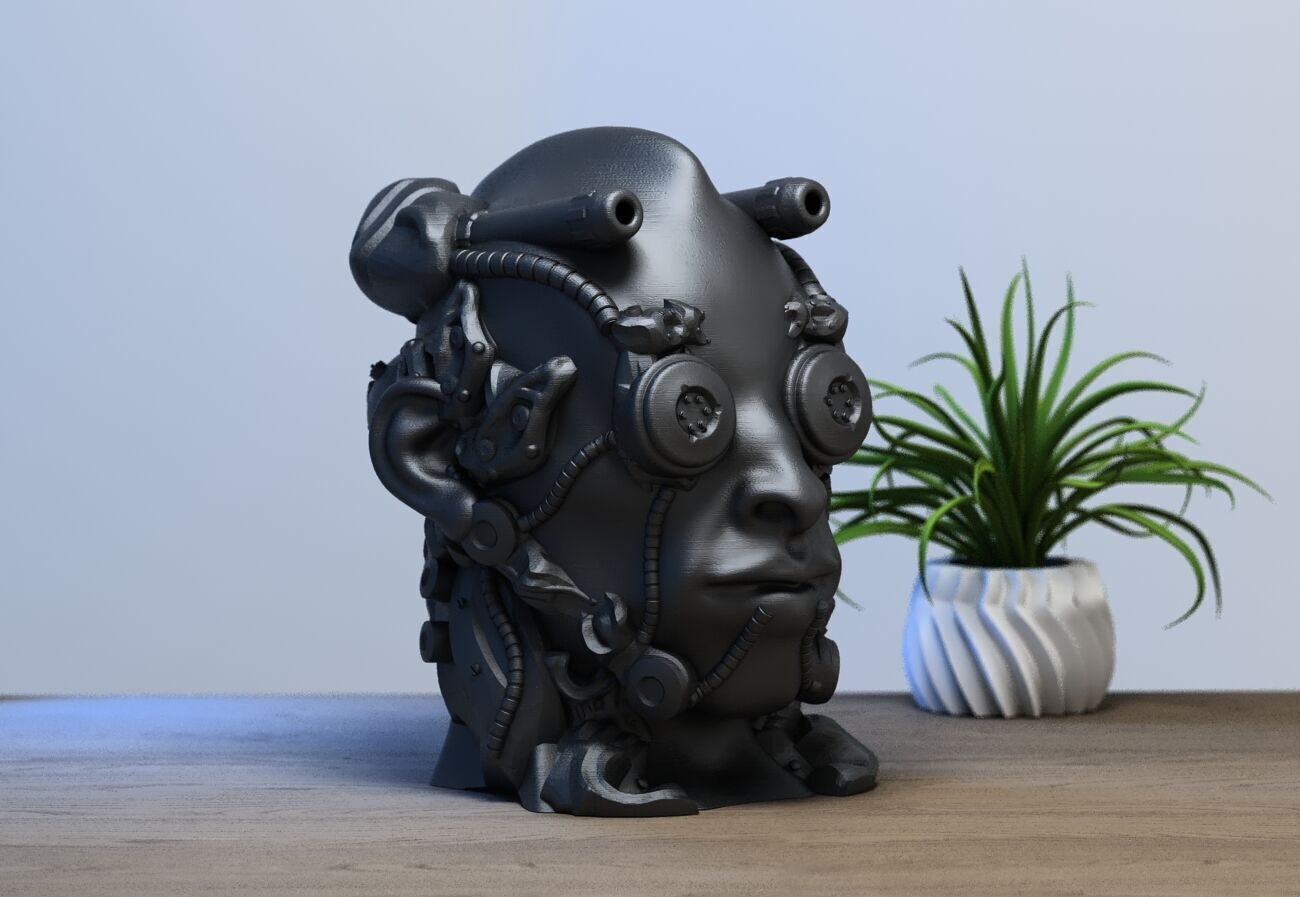 Cyborg Skull  Headphone Holder Gaming Accessories 3D print model_4