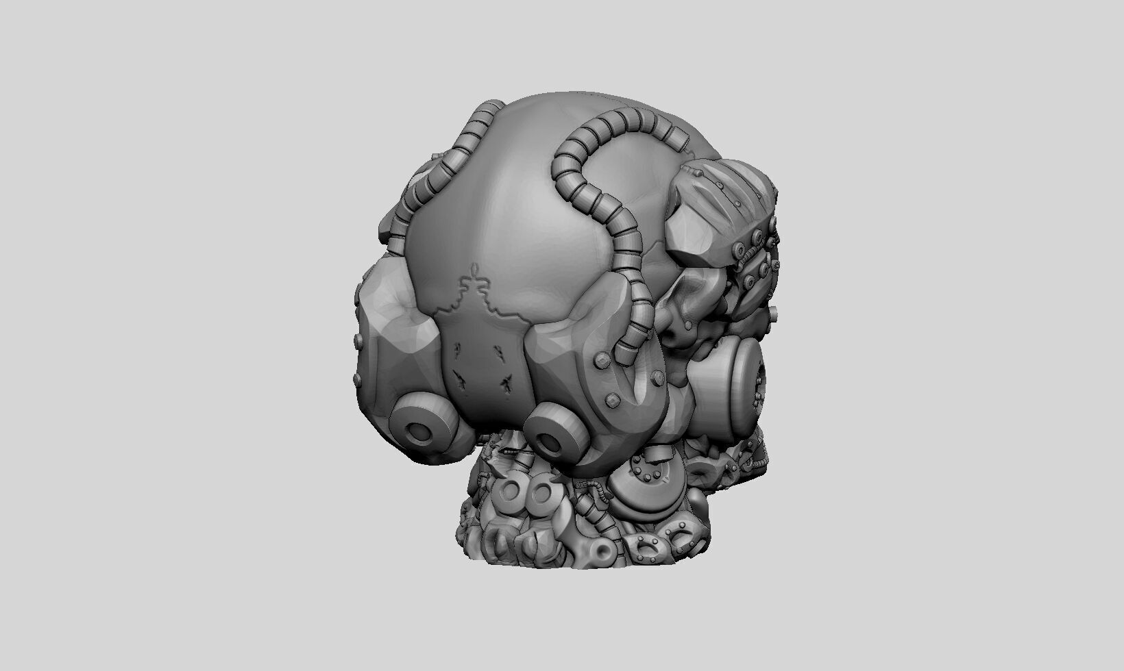 Robot Skull Headphone Stand Cyborg Headset Stand  3D print model_8