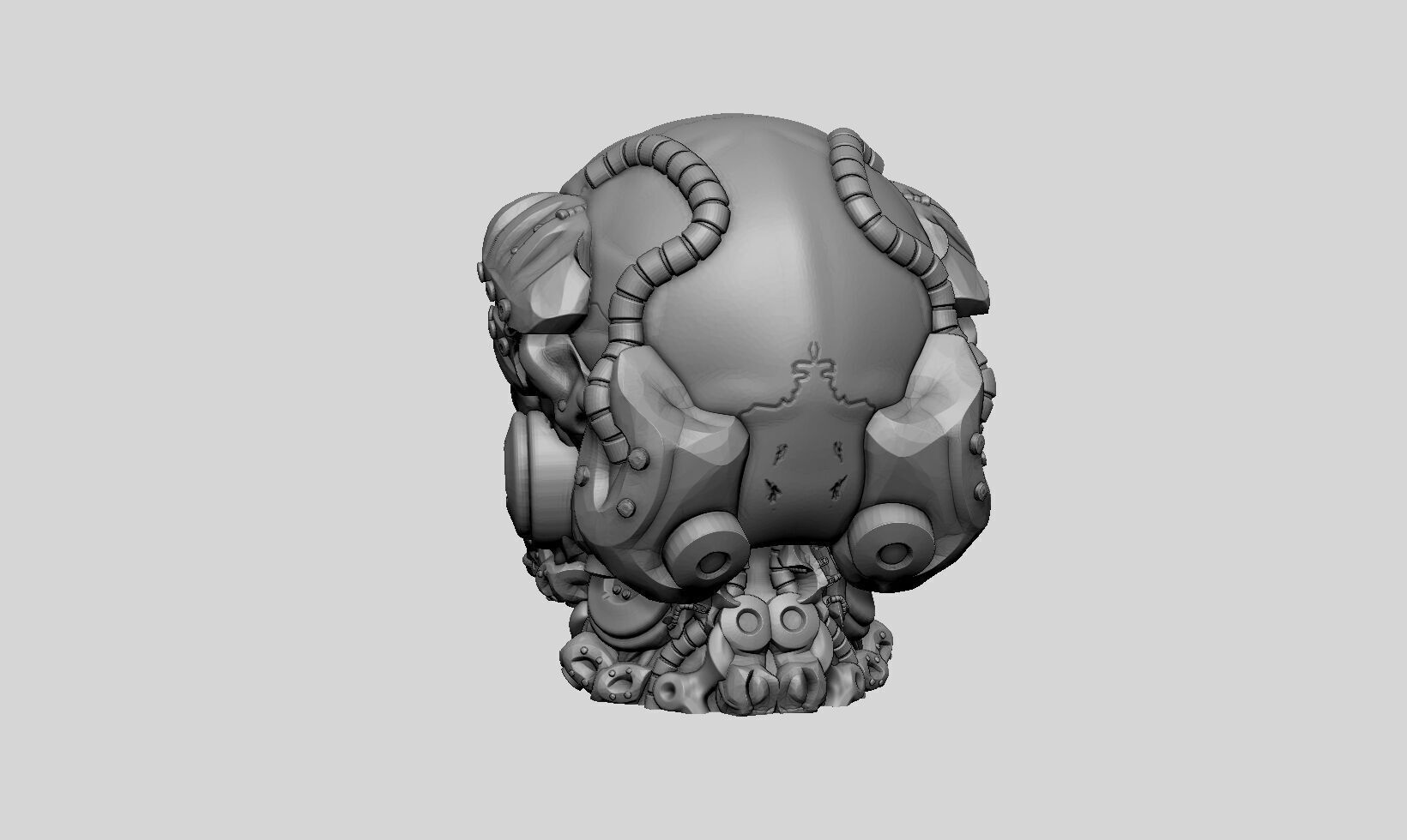 Robot Skull Headphone Stand Cyborg Headset Stand  3D print model_9