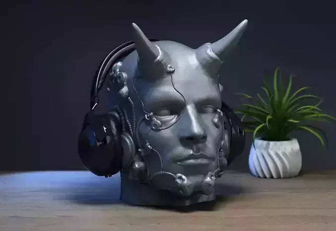 Robot human demon orc Headphone Stand Cyborg Headset Stand 3D print model