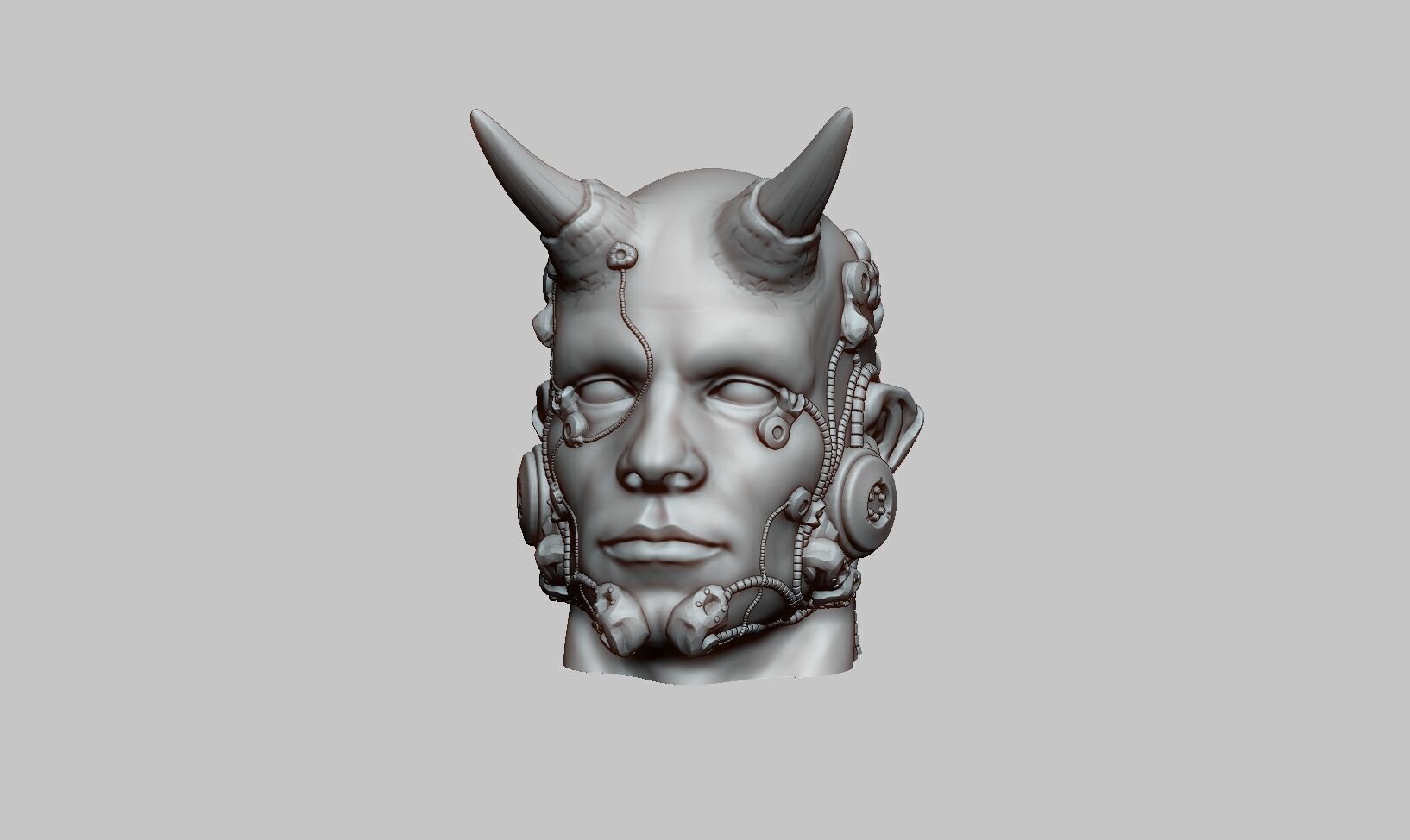 Robot human demon orc Headphone Stand Cyborg Headset Stand 3D print model_12