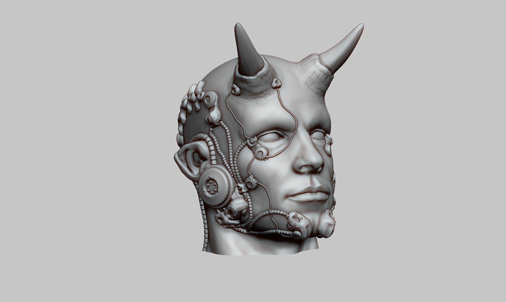 Robot human demon orc Headphone Stand Cyborg Headset Stand 3D print model_7