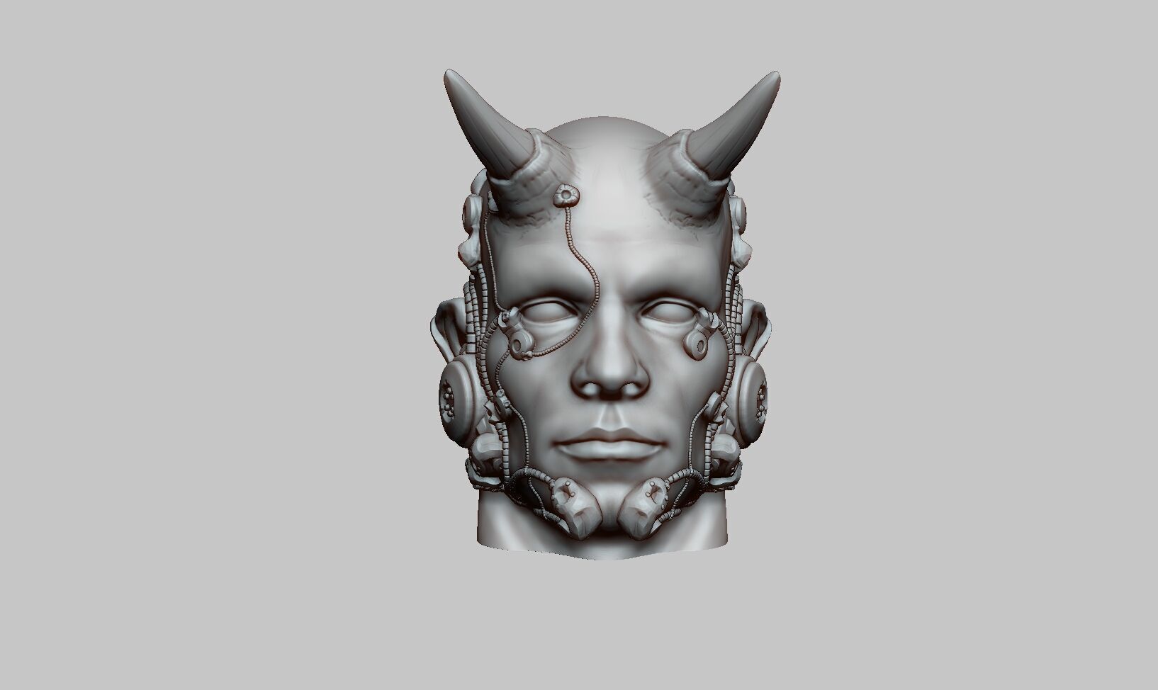 Robot human demon orc Headphone Stand Cyborg Headset Stand 3D print model_13