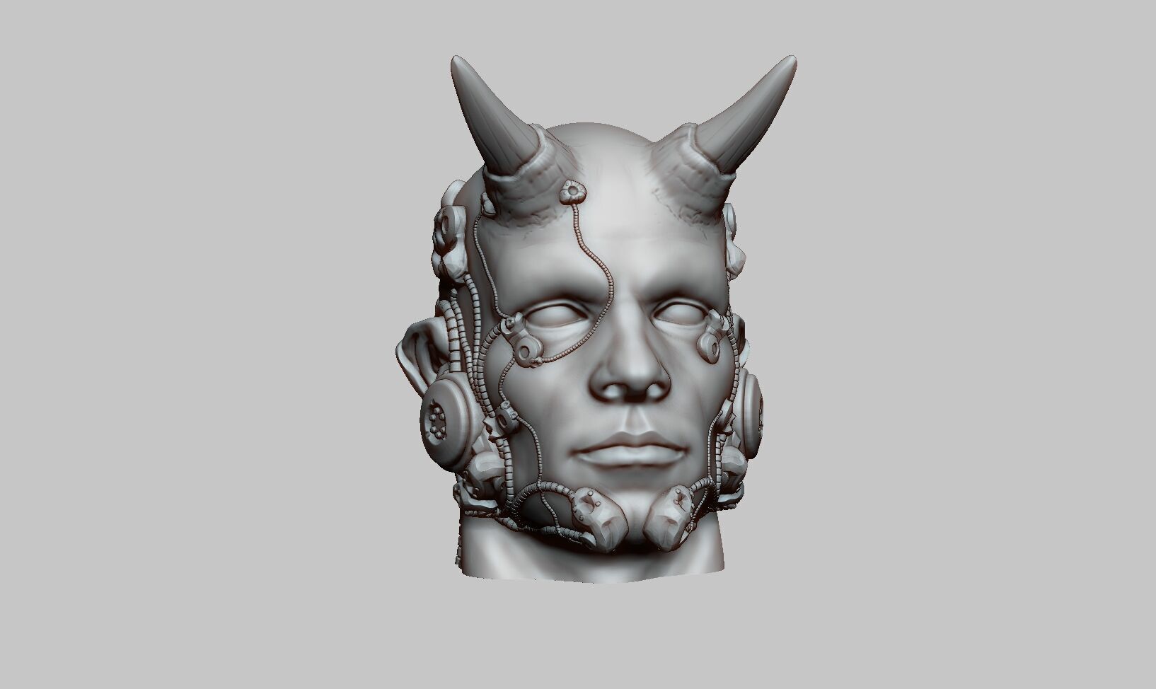 Robot human demon orc Headphone Stand Cyborg Headset Stand 3D print model_6